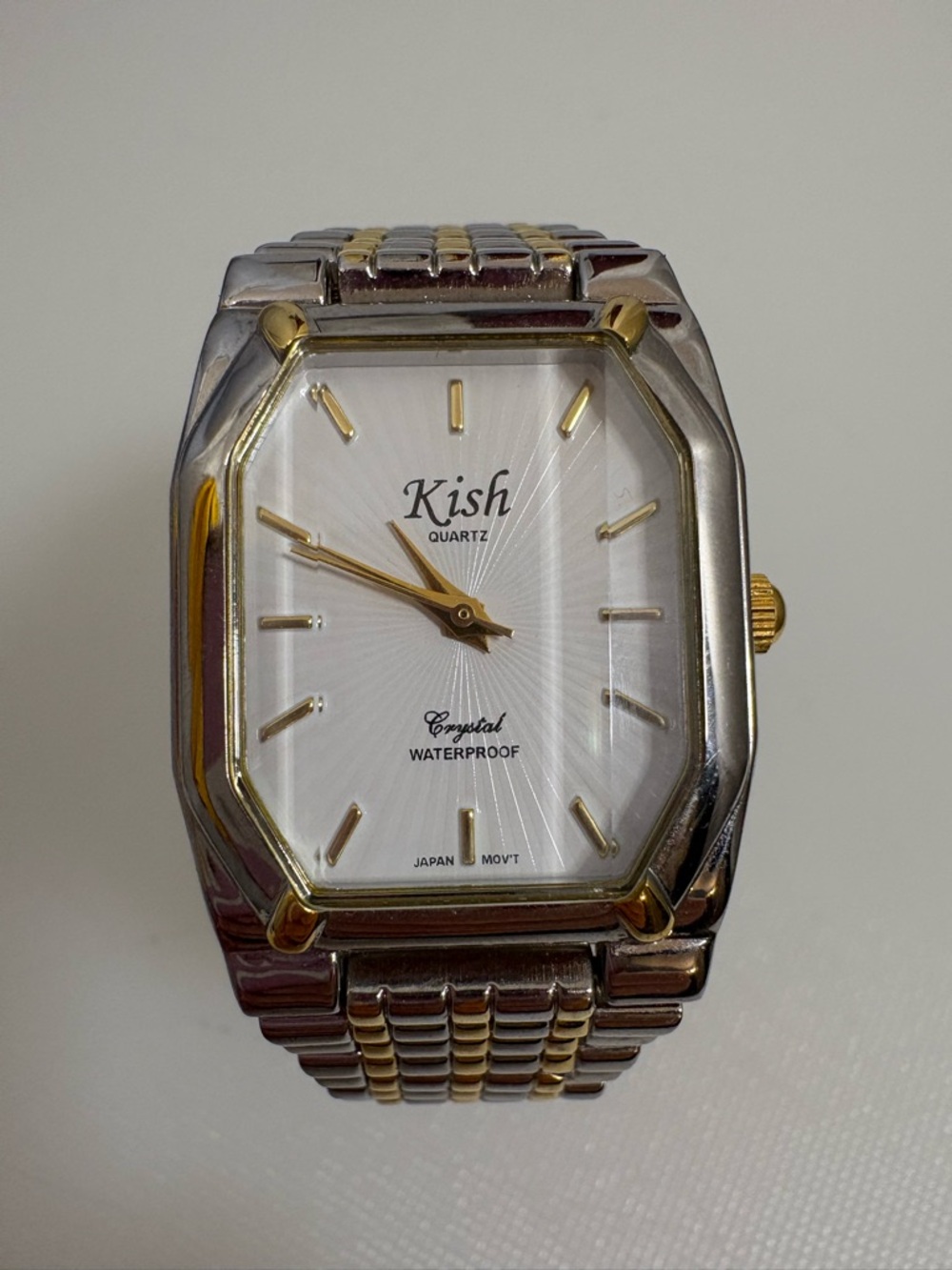 Kish Two-Tone Rectangular Quartz Watch - Silver & Gold Waterproof